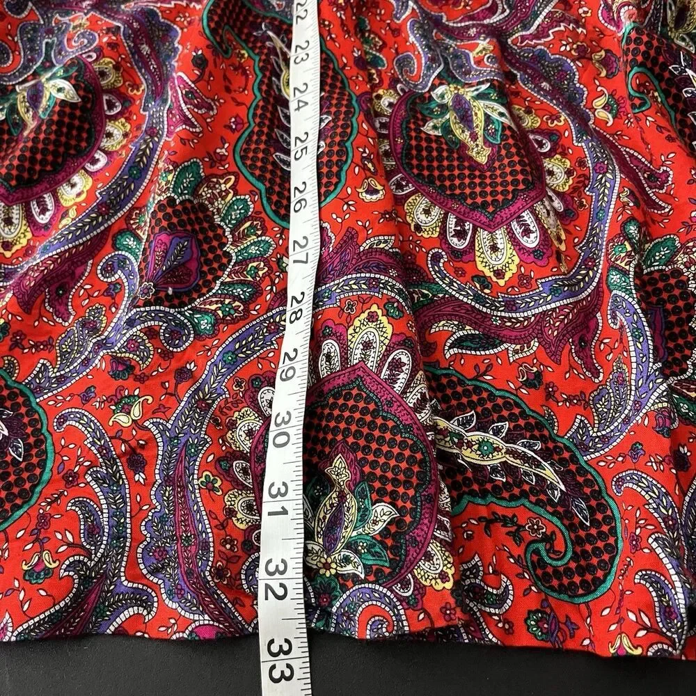 Vintage Greg‎ Adams Paisley Red Midi Skirt Gypsy Boho Festival 16 183​